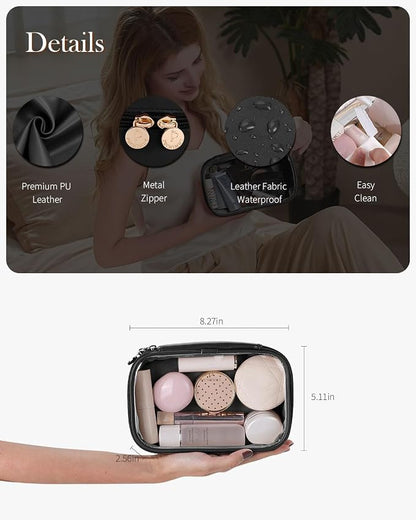 Mini Makeup Bag with Small Cosmetic Bag Travel Essentials Organizers,TSA Approved Toiletry Bag Makeup Pouch Clear Cosmetic Bags for Women Men,Black - Image 4