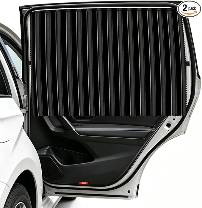 Magnetic Car Side Window Sun Shades for Breastfeeding, Taking a nap, Camping (Back Seat 2pcs) by MZQZM
