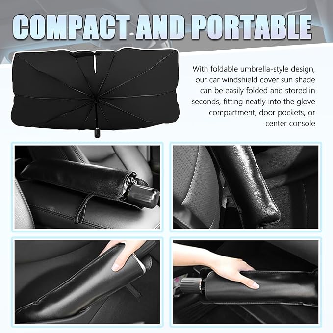 55.1×31.5 Inch Foldable Car Windshield Sun Shade Umbrella,Portable Car Sun Shade Windshield Umbrella for Blocking Sunlight & Heat,Universal Suns Shades for Cars Windshields - Image 5