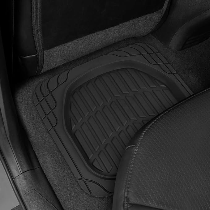 CAT® ToughRide™ Heavy-Duty 4 Piece Black Floor Mats for Cars - Trim to Fit All-Weather Rubber Car Mats Full Set - Truck Mats & Cars Floor Mats - Interior Accessories for SUVs & Car Rug Protection - Image 8