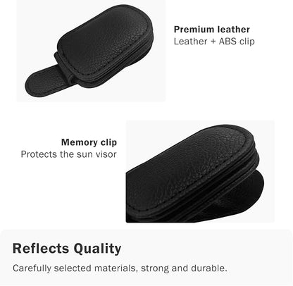 Sunglass Holder for Car Visor, Magnetic Leather Sunglasses Holder and Ticket Card Clip for Car - Image 7