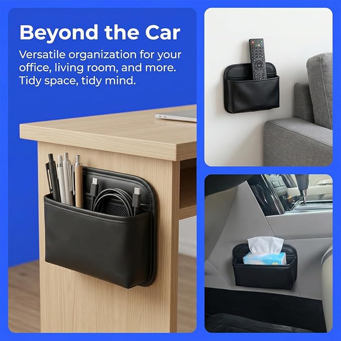 Car Seat Side Storage Bag, PU Leather Automotive Console Seat Gap Filler Organizer, Multifunctional Mini Vehicle Door Side Pouch for Phones, Keys, Wallets, Sunglasses (Black) - Image 5