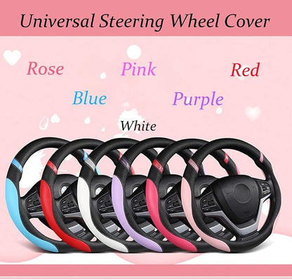 Universal Leather Steering Wheel Cover for Women Steering Wheel Cover for Car 15 inch (Rose) - Image 5