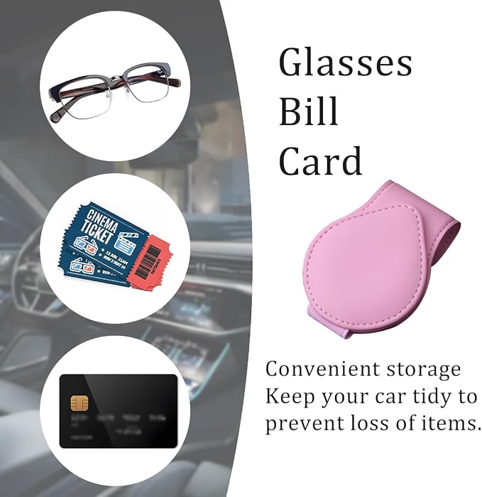 Mandark 2PCS Magnetic Sunglass Holder for Car Visor, Leather Vehicle Eyeglass Hanger Clip, Automotive Interior Ticket Card Glasses Organizer Clamp Accessories, Universal Fit (Red) - Image 3