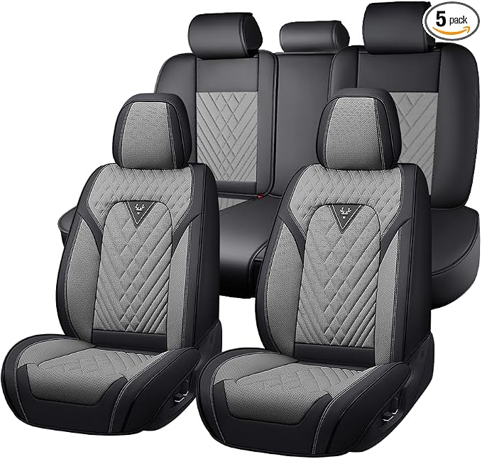Fit for Toyota RAV4 Seat Covers 2001-2026,Premium Leather, 360° Full Protection, Thick Padding & Memory Foam, Waterproof & Stain-Resistant Car Seat Cover Full Set (5 Seat,Black&Gray) by Unknown