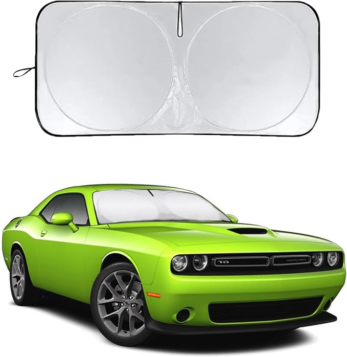 Windshield Sunshade for Dodge Challenger 2015-2023 2024 2025 2026 Sun Visor | Windshield Cover 240T Polyester Material Window Sun Shade UV Heat Blocker Sun Protector Car Accessories by BOODANCARS