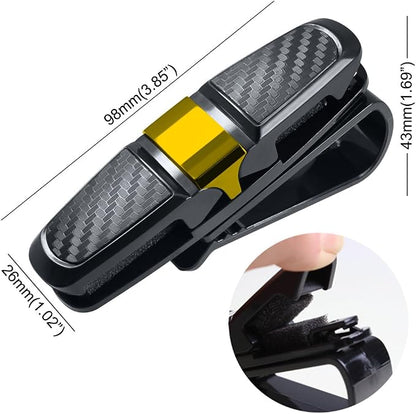 FineGood 2 Pack Glasses Holders for Car Sun Visor, Sunglasses Eyeglasses Mount with Ticket Card Clip - Black + Gold - Image 4