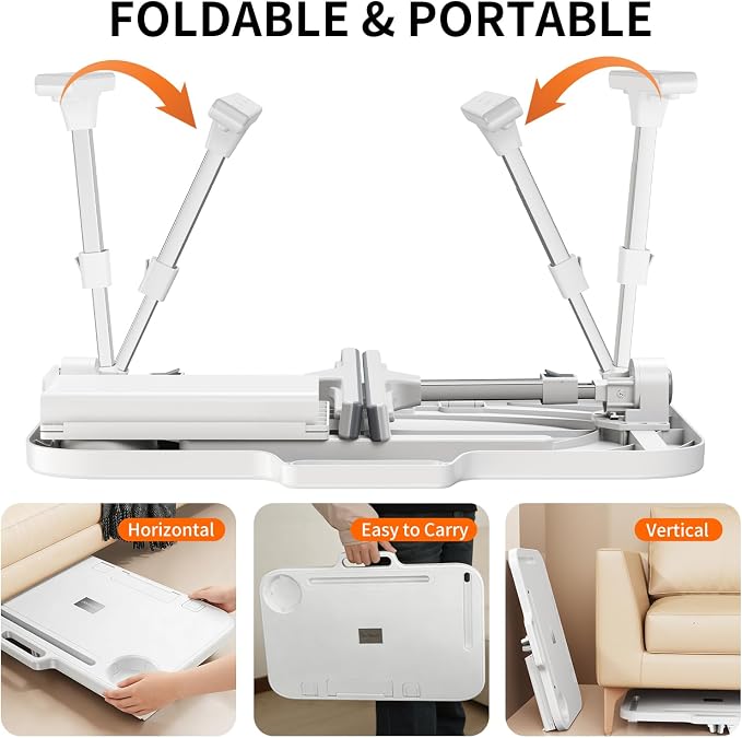 Laptop Desk Bed Table,Adjustable Lap Desk Bed Tray,Portable Folding Couch Table with Bookstand & Storage Drawer,Car Rear Seat Sofa Floor Laptop Tray Stand for Adult Kids Reading Writing Eating - Image 6