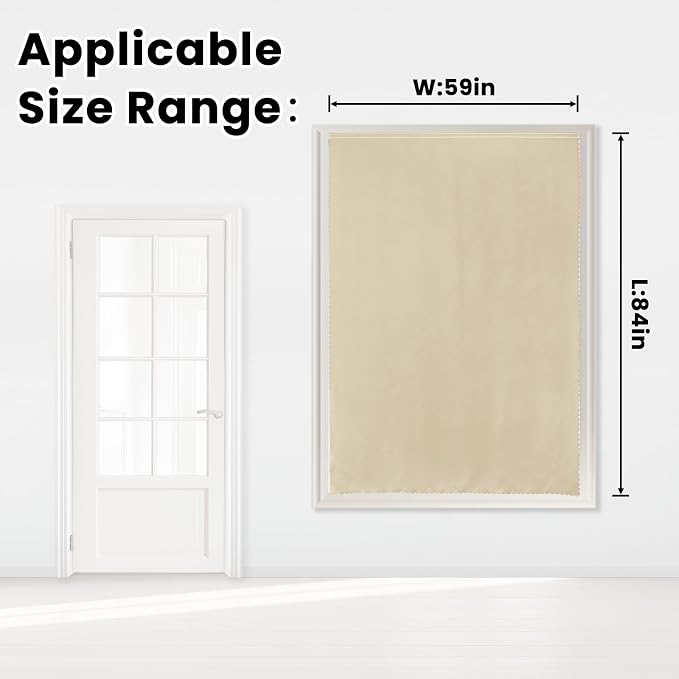Self Adhesive Portable Blackout Curtains for Bedroom Easy to Install Window Thermal Lnsulated Kitchen Room Darkening Small Window Curtains, Cortinas Para Cuarto, 59"W X 84"L, Beige, 1 Panel - Image 7