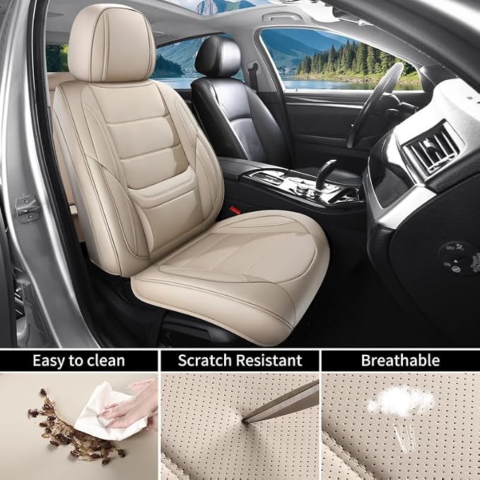 Car Seat Covers Full Set Fit For Toyota Corolla Cross 2022-2026, Beige | Lumbar Support, Premium Faux Leather, Breathable, Anti-Slip, Airbag Compatible, Waterproof - Image 6