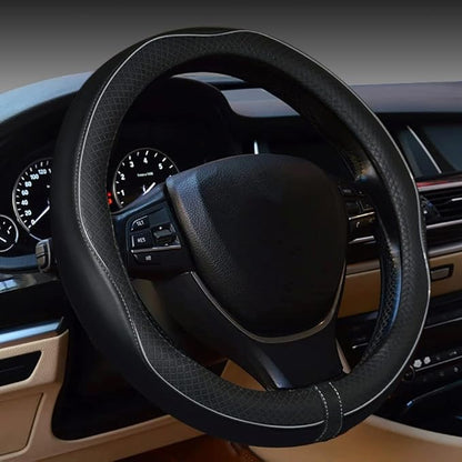 Gomass Car Steering Wheel Cover, Anti-Slip, Safety, Soft, Breathable, Heavy Duty, Thick, Full Surround, Sports Style (Black with Gray Line) by Rsept