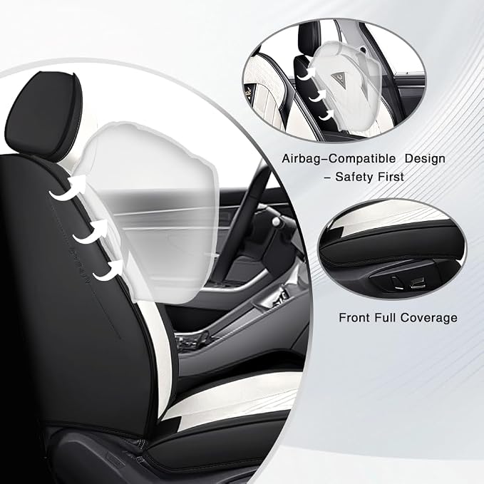 Fit for Toyota RAV4 Seat Covers 2001-2026,Premium Leather, 360° Full Protection, Thick Padding & Memory Foam, Waterproof & Stain-Resistant Car Seat Cover Full Set (5 Seat,Cream White) - Image 2