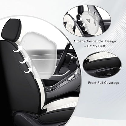 Fit for Toyota Sienna Limited Seat Covers 2014-2026, Nappa Leather, 360° Full Protection, Thick Padding & Memory Foam, Waterproof & Stain-Resistant Car Seat Cover (Standard 5 Seats,Cream White) - Image 2
