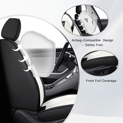 Fit for Toyota C-HR Seat Covers 2018-2022,Premium Leather, 360° Full Protection, Thick Padding & Memory Foam, Waterproof & Stain-Resistant Car Seat Cover Full Set (5 Seat,Cream White) - Image 2
