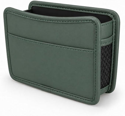Car Seat Side Pocket Organizer, Leather Sewn Multifunctional Automotive Trash Bag, Small Vehicle Door Pouch for Cell Phone, Key, Wallet, Sunglasses (Green) by Unknown