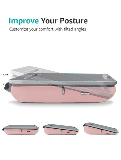 Istudyniture Lap Desk | Portable Laptop Desk & Stand – Fits Up to 17 inch – Washable Cushion, Built-in Phone Holder – for Bed, Couch, Sofa, Floor – Writing, Reading, Home Office – Large, Pink - Image 7