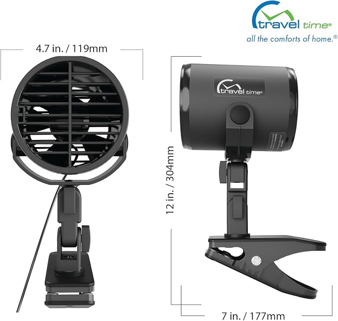 TRAVEL TIME 12V Turbo Fan Clip-On, Black – Universal for Most Vehicles, Variable Speed Control, Cooling Fan, Portable Fan for Cars, Trucks, and UTV's - Image 8