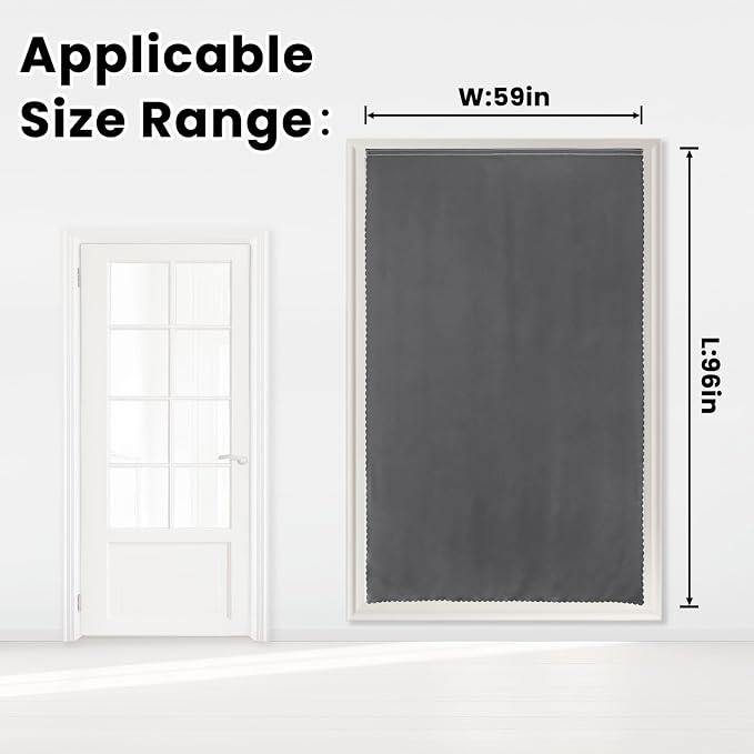 Magic Tape Blackout Curtains for Bedroom No Drillng Self Adhesive Curtains No Rod Small Window, 59" W X 96" L, Grey, 1 Panel - Image 7