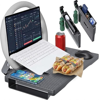 3-in-1 Car Steering Wheel Desk & Seat Gap Organizer, Foldable | Laptop Work Tray & Portable Eating Tray, Adjustable Vehicle Desk, For Writing, Dining, Road Trip, Office Work For Cars Suvs by Unknown