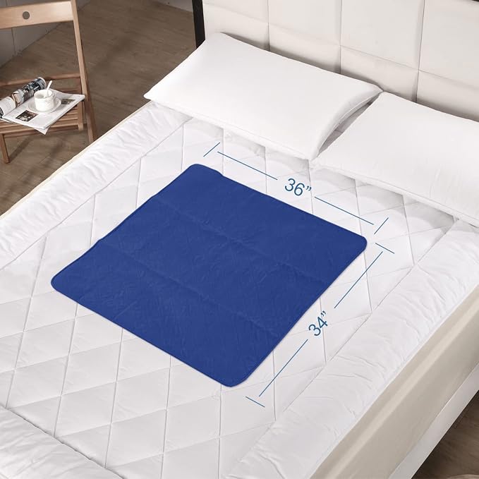 Bed Pads Washable Waterproof for Incontinence 2 Pack 34'' x 36'' | Washable and Reusable Pee Pads, Underpad Sheet Protector for Adults, Elderly, Kids, Toddler and Pets, Grey and Navy - Image 2