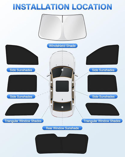 Canvcle Sunshades for 2021-2025 2026 GMC Yukon XL/Chevy Suburban Accessories Windshield Sun Shade Side Rear Window Shade Cover Sun Visor Shield Privacy Protection Keep Vehicle Cool Black 8PCS - Image 5