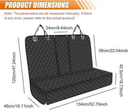 Car Back Seat Cover for Dog, 53" Pet Bench Backseat Cover, Black | Waterproof Nonslip Car Seat Protector for Pet Kids for Cars SUVs Trucks - Image 2