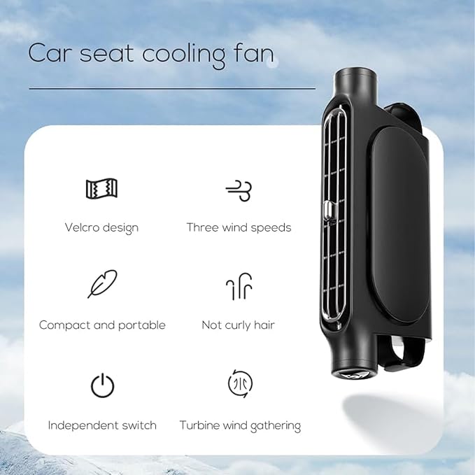 Car Seat Fan, Car Fans for Backseat for Kids, Mini Portable Battery Operated Back Seat Baby Quiet Headrest Neck Cooling Fan with 3 Adjustable Wind Speeds for All Cars Vehicle Jeep Van Rv Truck(BLACK) - Image 3