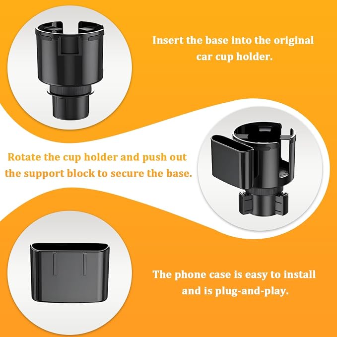 Car Cup Holder Expander, 2 in 1 Expandable Base Vehicle Cupholder Adapter with Phone Holder, Automotive Interior Water Bottle Insert Extender, Universal for SUV RV Truck - Image 5