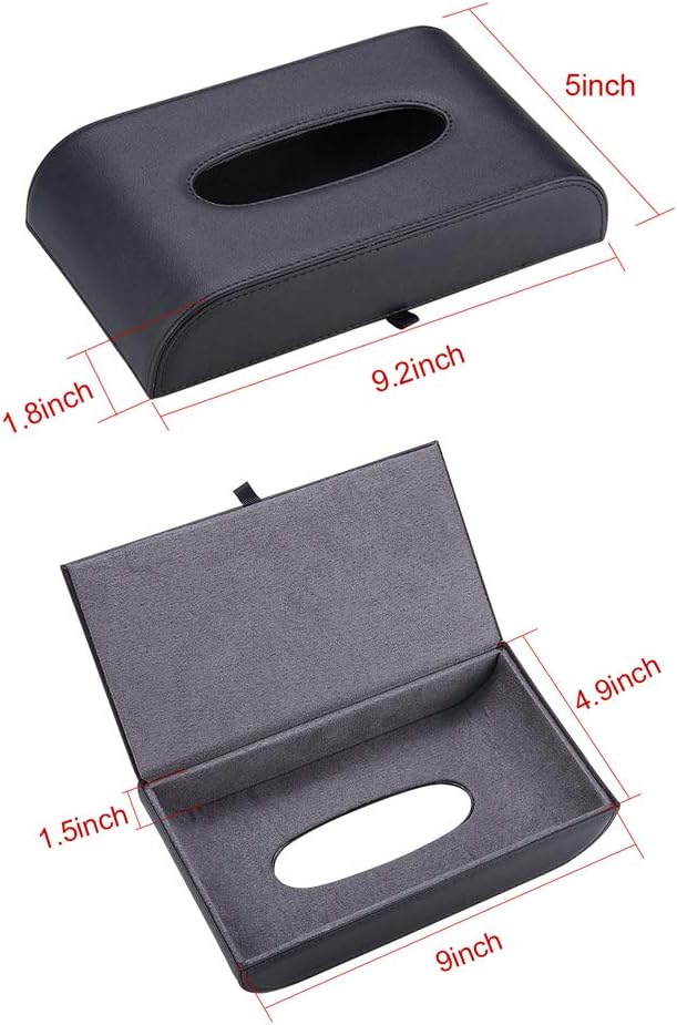 AuMoHall Black Tissue Box Cover PU Leather Rectangular Tissue Holder for Home Car Office Decor (NO Paper Towel) - Image 2