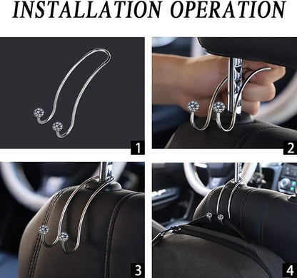 SAVORI Auto Hooks Bling Car Hangers Organizer Seat Headrest Hooks Strong and Durable Backseat Hanger Storage Universal for SUV Truck Vehicle 2 Pack (Gey) - Image 5