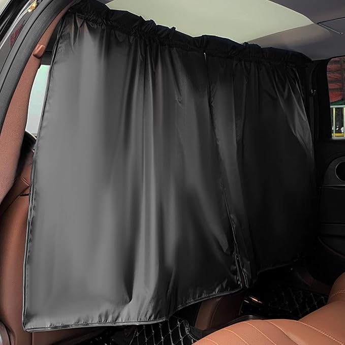 Car Privacy Curtain - Universal Auto Divider Between Rear Seat, Blackout Sun Shades, Side Window Covers for Travel, Camping, Nap, Sleeping (1Pc) - Image 4