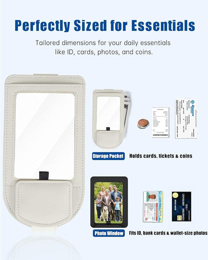 Car Visor Sunglasses Holder, 3 in 1 Glasses Clip with Photo Picture Display & Extra Storage Pocket, Anti-Slip Universal Sun Visor Organizer, 2026 Upgraded (1, Off-White) - Image 7