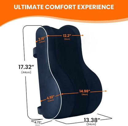 CloudBliss Lumbar Support Pillow, Memory Foam for Office, Standard, Blue | Ergonomic High-Density Memory Foam, Adjustable Straps, Washable Mesh Cover, Lower Back Support for Office, Gaming & Car Seat - Image 6