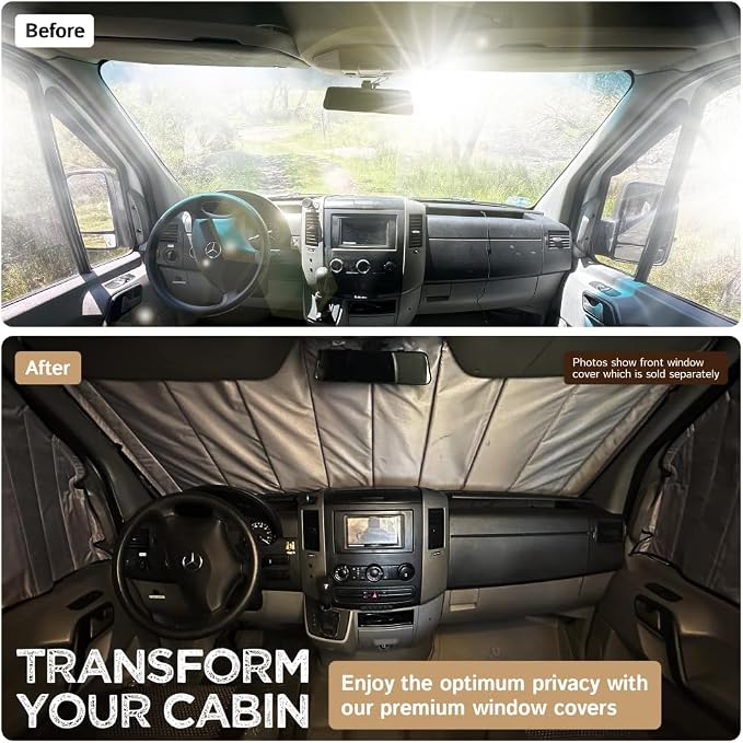 Living in a Bubble Insulated Blackout Windshield Cover for Mercedes Sprinter NCV3 & VS30, 2007-Current. Vanlife Must Have, Van Life Accessories & Essentials - Image 4