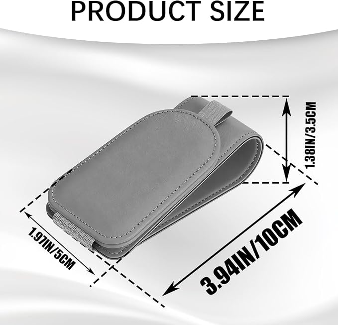 2PCS Sunglass Holder for Car Visor, Visor Sunglasses Holder Clip, Magnetic Leather Eyeglass Hanger Clip for Car, Auto Accessories Eyeglass and Ticket Card Storage Mount for Vehicles (Grey) - Image 2