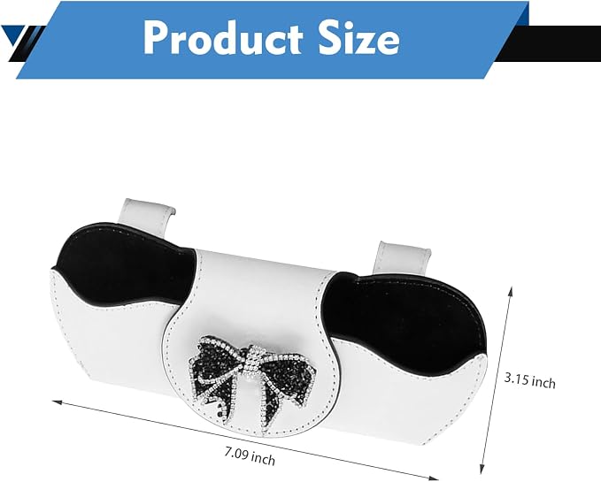 Bling Car Sun Visor Sunglass Case, Rhinestone Bow Decorative Holder, Interior Organizer Accessory for Cars - Image 2