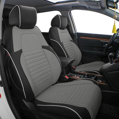 EKR Car Seat Covers for Honda CRV 2012-2014 (NO LX) Leatherette Full Set | Custom Fit for Honda CRV 2012 2013 2014 (Not for LX) Factory-Style Interior Upgrade,Faux Leather(Black/Gray) by EKR