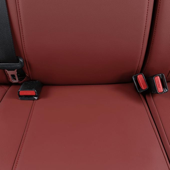 EKR Custom Fit Tacoma Rear Car Seat Covers for Toyota Tacoma (Petrol) 2024 2025 2026 Double cab SR/SR5/TRD Sport/TRD Off-Road/Limited - Second Row Only,Faux Leather(Burgundy) - Image 2