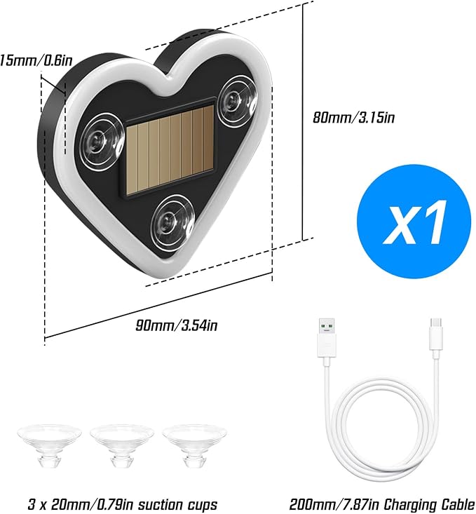 Car Window Wireless LED Ambient Light Solar Powered Love Heart Shaped Neon Lamp for Night Driving Interior Decor Accessories Romantic Gift for Women Girl Couples-Ice Blue - Image 7