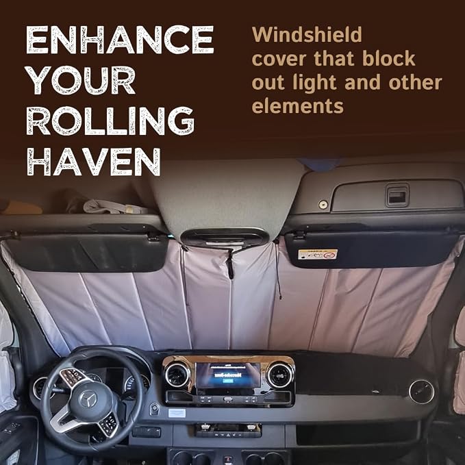 Living in a Bubble Insulated Blackout Windshield Cover for Mercedes Sprinter NCV3 & VS30, 2007-Current. Vanlife Must Have, Van Life Accessories & Essentials - Image 3