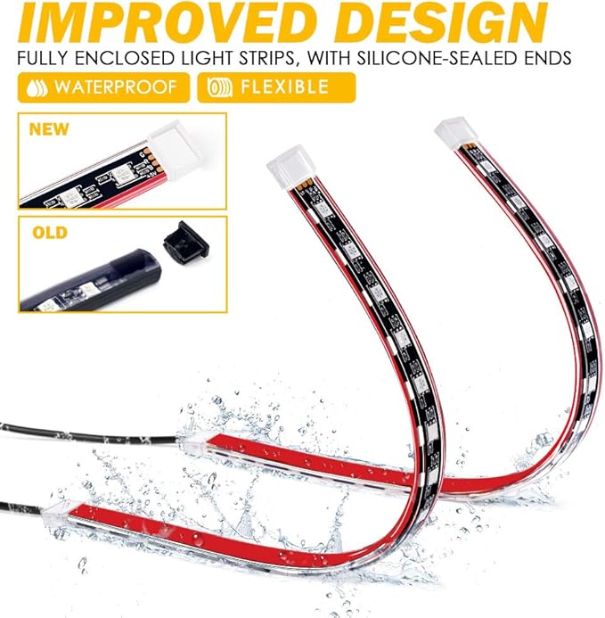 Xprite RGB LED Car Interior Bluetooth USB Light Strip, w/Wireless Remote and APP Control,4 PCS Under Dash Footwell Ambient Lights Kits, DIY Music Mode Universal for Vehicle Internal, SUV, Trucks - Image 3