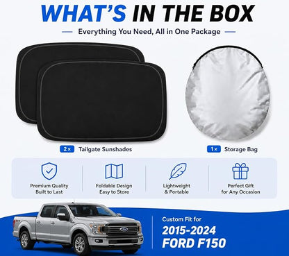Car Rear Side Window Shades for 2015-2025 Ford F150 Rear Door Window Shade | Window Sun Shade, Breathable Privacy Window Covers, UV Protection & Heat Insulation, Sunshade for Baby Camping Napping, 2PCS - Image 6