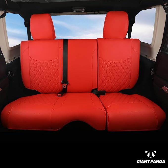 GIANT PANDA Wrangler JK Seat Covers Custom Fit for Jeep Wrangler,Premium Waterproof Faux Leather, 2013 2014 2015 2016 2017 JK 4 Door Full Set (Red) - Image 4