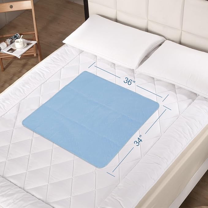 Bed Pads Washable Waterproof for Incontinence 34" x 36", 2 Pack | Reusable Chuck Pads, Underpads Sheet Protector, Pee Pads for Adults, Elderly, Kids, Toddler and Pets, White and Blue - Image 6