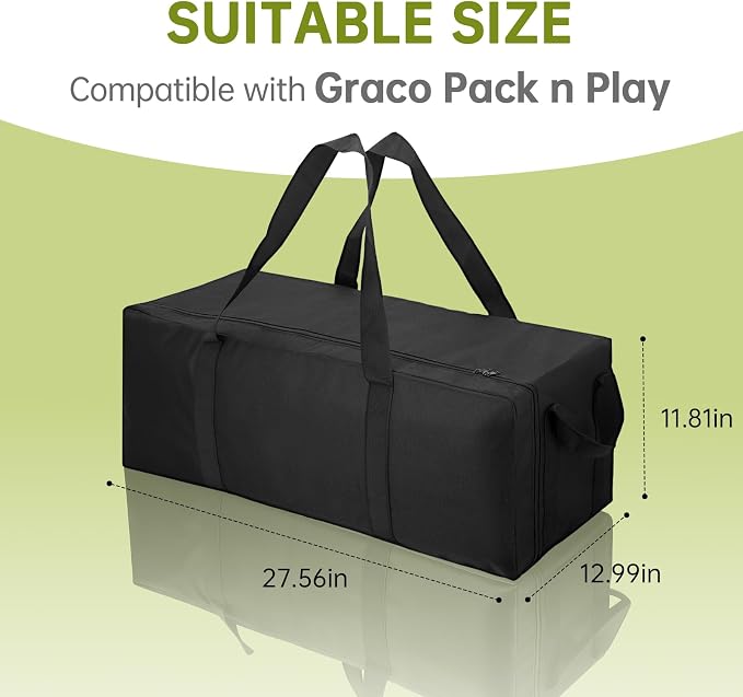 Carrying Bag Compatible with Graco Pack n Play, Lightweight & Waterproof | Replacement Nylon Foldable Travel Carrying Case for Graco Pack n Play, Storage Bag for Airplane and Train Travel - Image 2