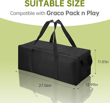 Carrying Bag Compatible with Graco Pack n Play, Lightweight & Waterproof | Replacement Nylon Foldable Travel Carrying Case for Graco Pack n Play, Storage Bag for Airplane and Train Travel - Image 2