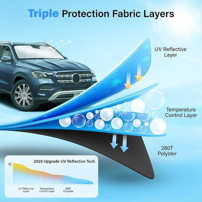 Autovir SUV Sunshade Windshield Foldable, 280T Visor Shade, SUV Accessories - Image 5