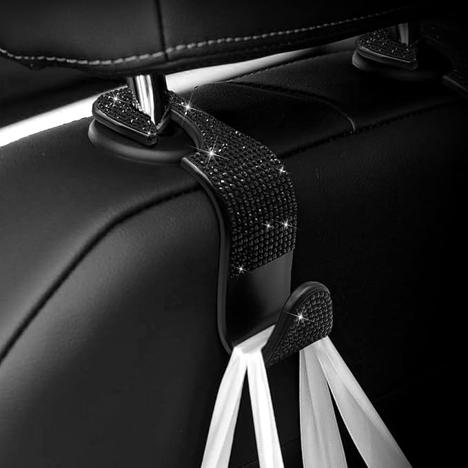 Generic Car Purse Hook Bling Car Headrest Hook for Women Girls, 4 Packs Auto Back Seat Hangers Rear Headrest Hook for Purse, Bag, Handbag, Grocery (Black) - Image 6