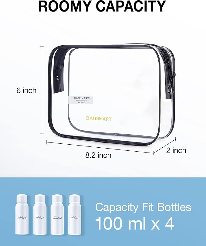 BAGSMART Clear Toiletry Bag 3-Pack TSA Approved Water-Repellent, Nude Pink | Carry on Travel Accessories Bag, Airport Airline Quart Size Bags for Women Men, Makeup Cosmetic Bag - Image 2