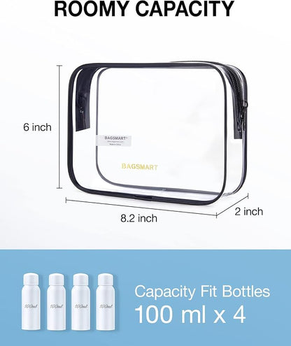 BAGSMART Clear Toiletry Bag 3-Pack TSA Approved Water-Repellent, Nude Pink | Carry on Travel Accessories Bag, Airport Airline Quart Size Bags for Women Men, Makeup Cosmetic Bag - Image 2